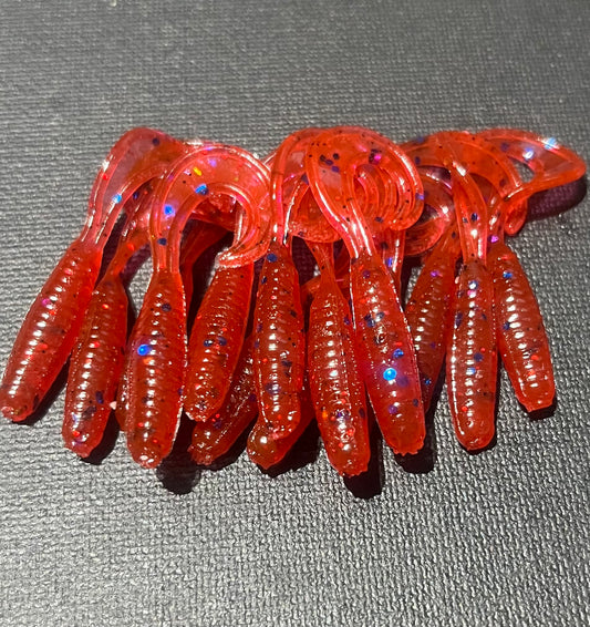 Cherry Burst- Curly Tail Grub 2"