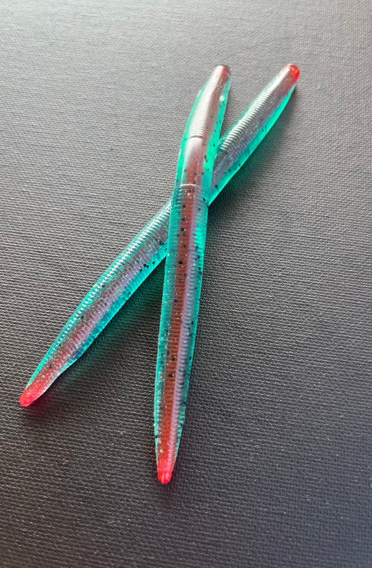 Watermelon- Core Shot Stick Worm 5"