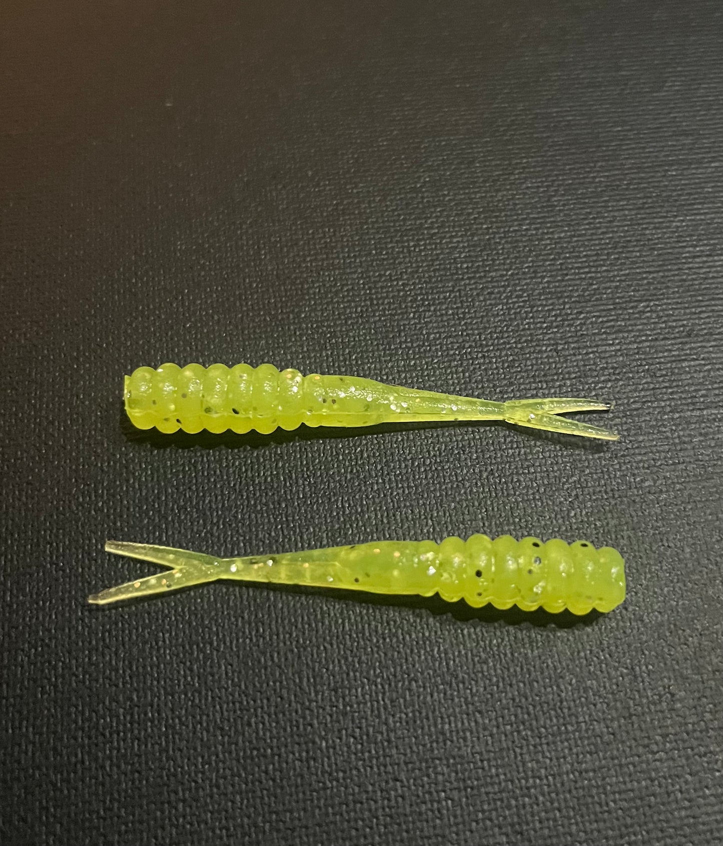 Chartreuse Black & Silver- Fork Tail Grub 2.5"