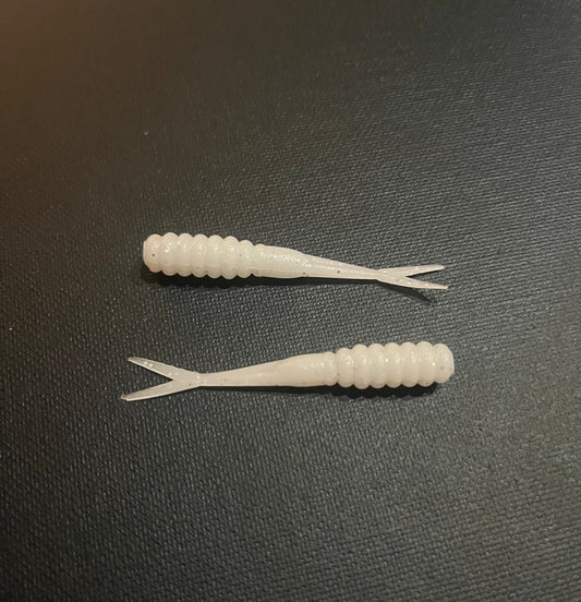 White Silver- Fork Tail Grub 2.5"