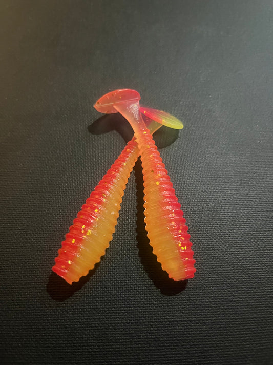 Sunset Peach- Ripper Tail Swim Bait Laminate 3.5”